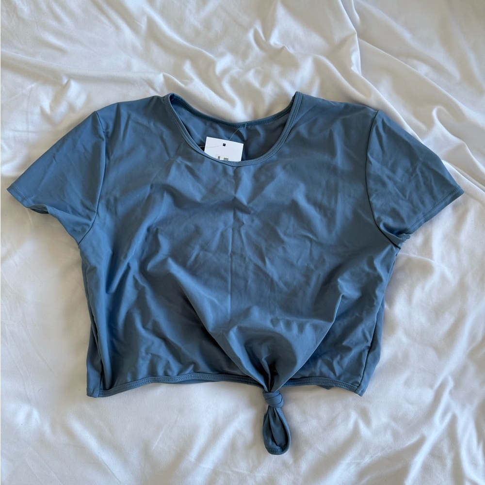 OAK + FORT Blue Knot Front Swim Crop Top NWT
